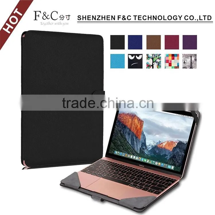 Shenzhen handmade deluxe PU leather Material folio cover for macbook accessories 11" 12" 13" 15" Compatible