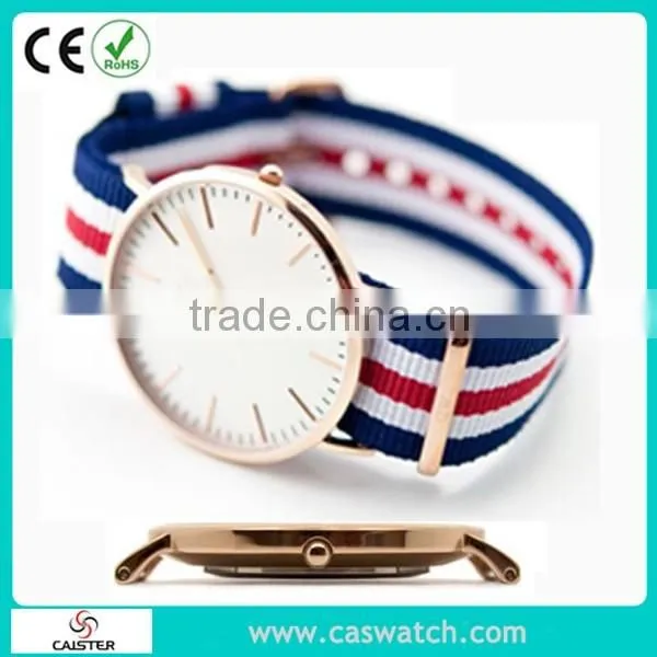 Ultra-thin slim case top-selling watch, fancy nylon strap men's watch, Japan movement stainless steel back men's watch