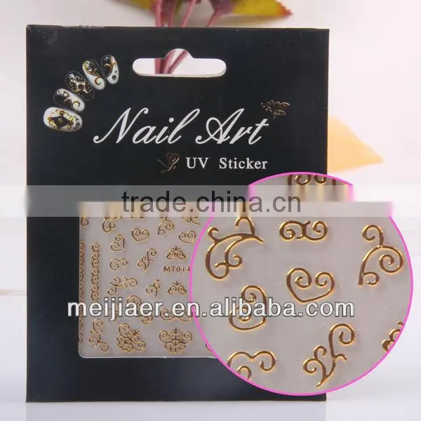Gold 3D Metal Nail Sticker