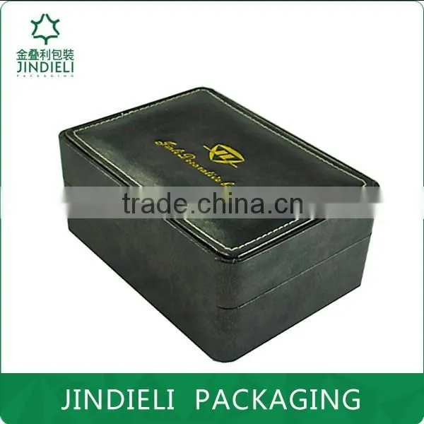 Unique leather double watch boxes with stitching