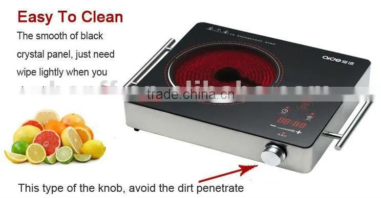Stainless steel housing single circle heater, handle type, touch and knob control infrared cooker