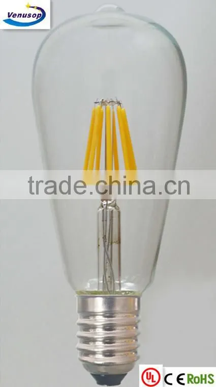 CE ETL VINTAGE EDISON 8W 6W E27 ST64 LED FILAMENT 110V BULB LED BULB LIGHTS DIMMABLE WITH AMBER GLASS led filament lamp FOR USA