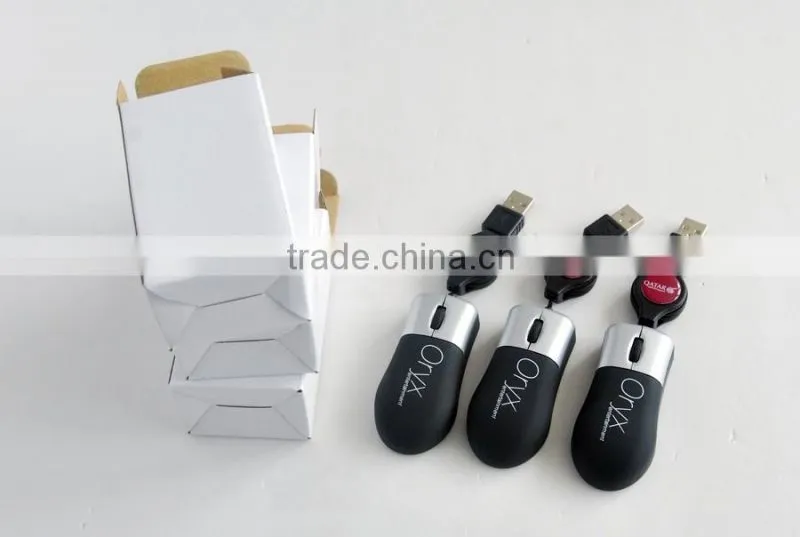 2015 Retractable mini wired mouse as promotional gift with cheap DHL service