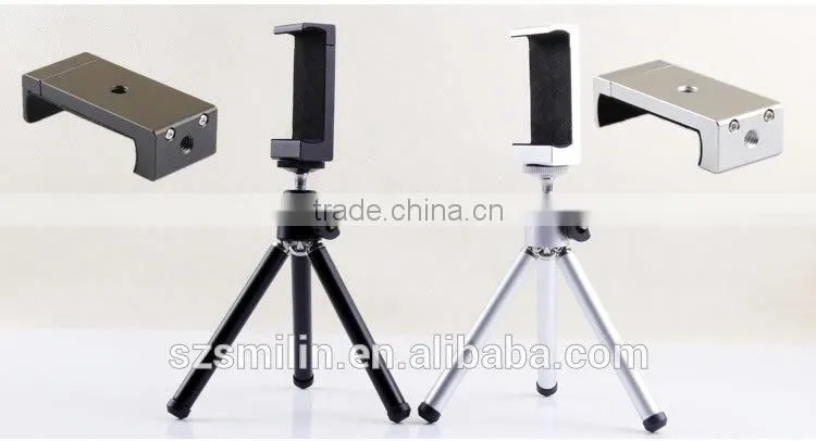No patent 2 sections extendable Mini Aluminum Tripod Stand with metal mount adapter for Apple iPhone 6 Plus,Samsung Note,HTC