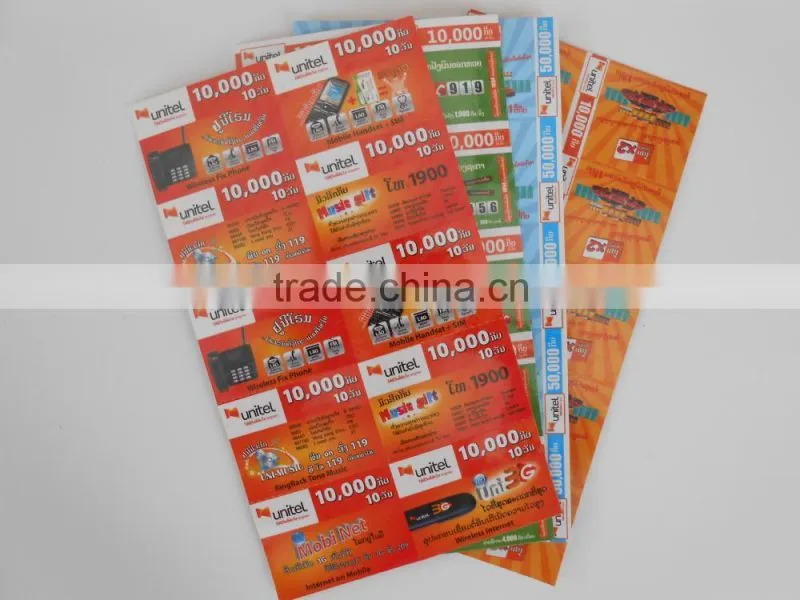 paper prepaid scratch card