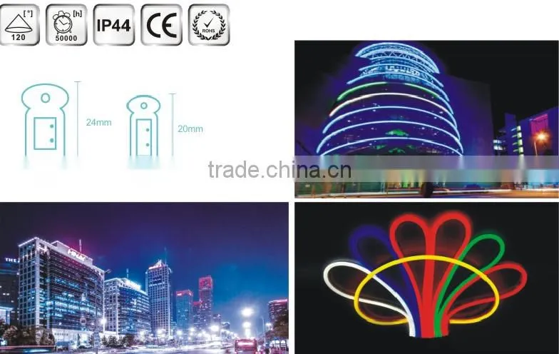 Canton festalight 2016 China supplier Holiday christmas decoration IP44 110V 220 volt colorful led neon flex rope light with CE