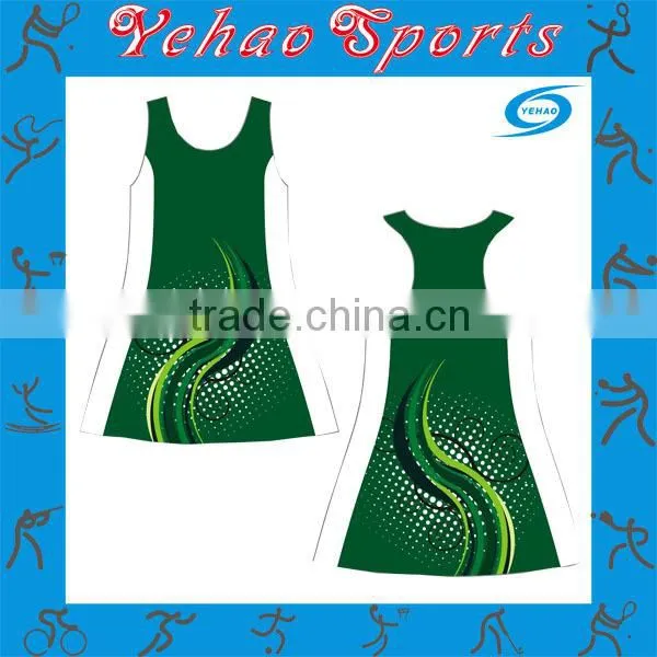 Latest netball dress designs color green wholesale