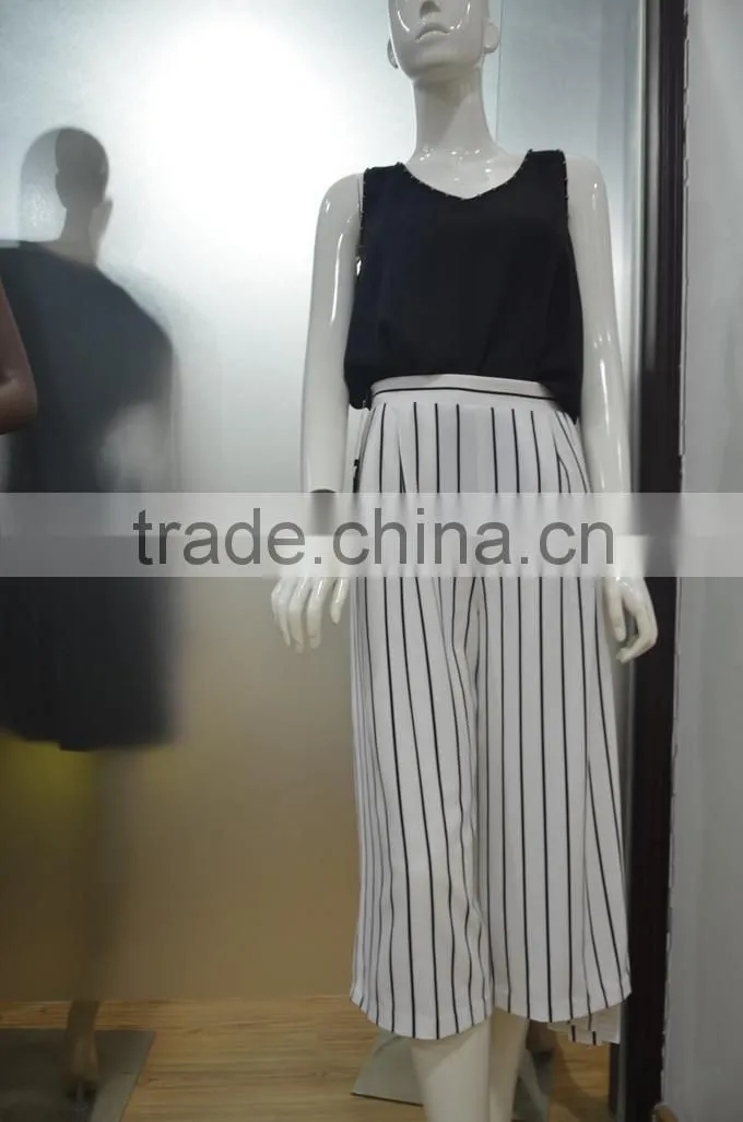 Summer Loose Design Black and White Striped Fashion Pants