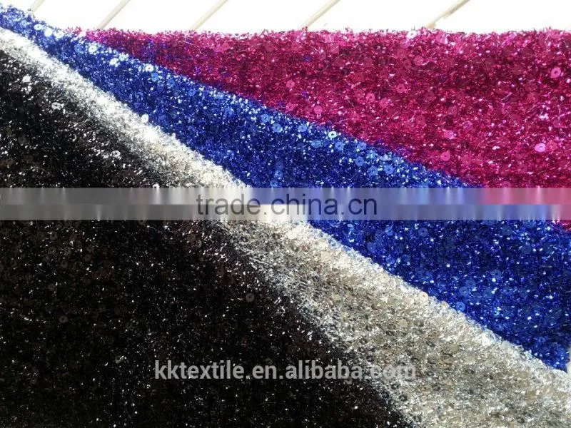 Fantastic Bright Sequin lace polyester material type embroidery lace fabric