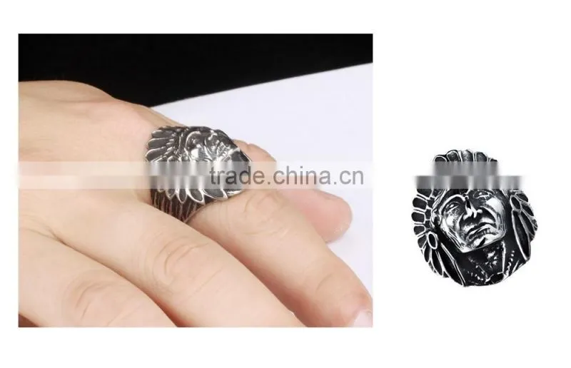 2016 Hot selling old fashiones 316L stainless steel Indian ring for souvenir