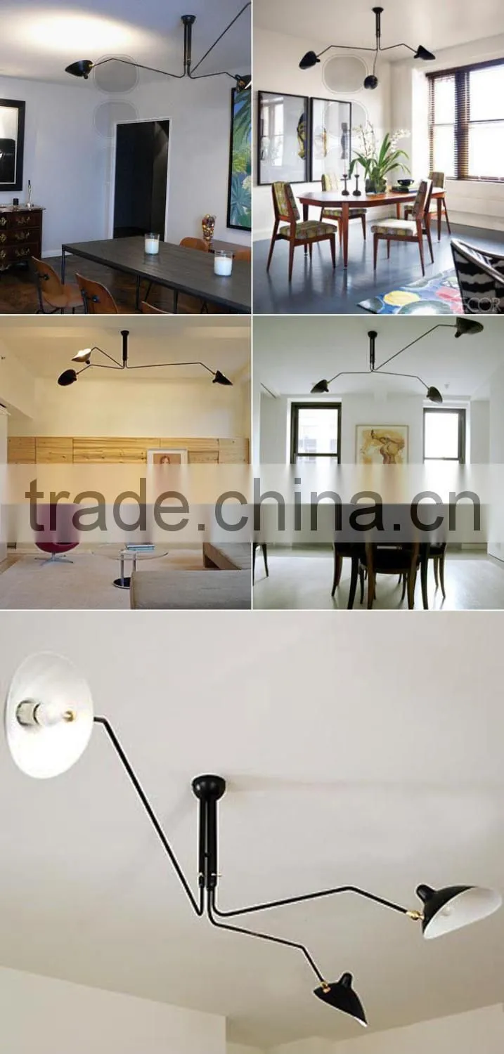 Replica Serge Mouille Three Curved Arms Ceiling Lamp Chandelier