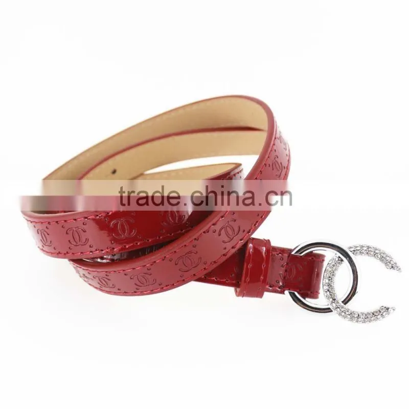 Women's pu women fashion pu leather belts with shiny shiny accessorie