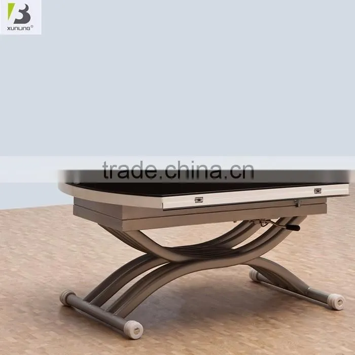 Adjustable Height Oval Glass Top Convertible Coffee Table