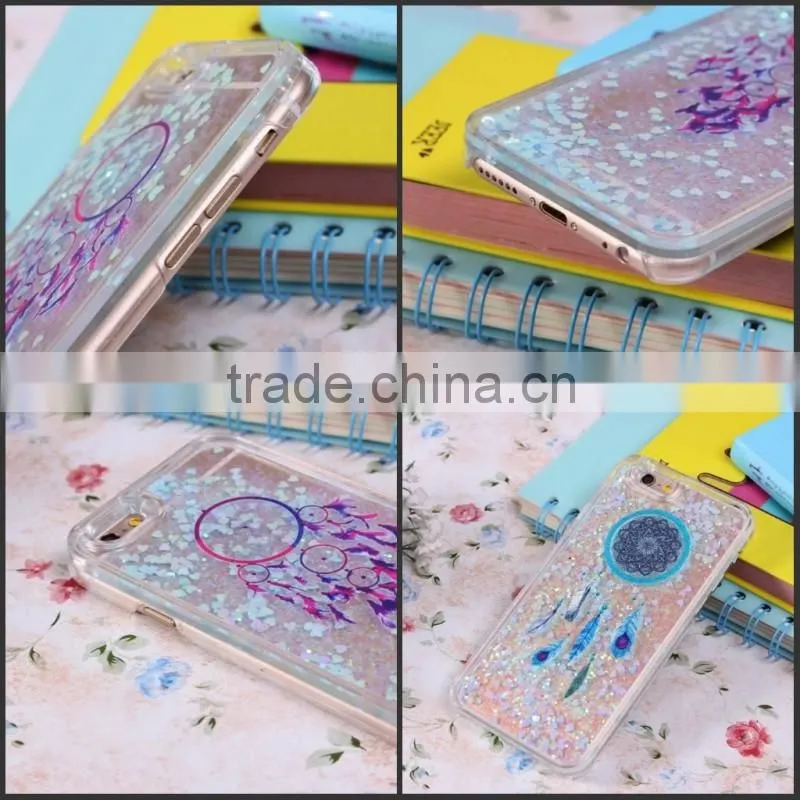 Beautiful Quicksand Phone Case Liquid Style Transparent Back in Colorful PC Case
