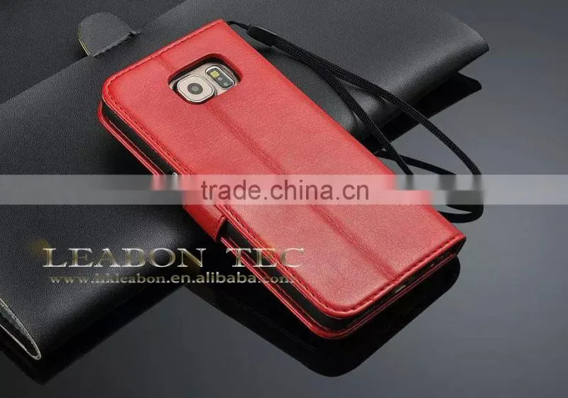 wallet leather case for samsung galaxy s6 edge cover case