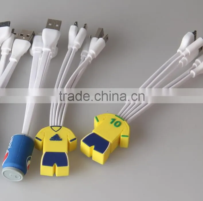 3 in 1 cable and 5 in 1 cable different color choice PVC cable with sample shape and logo