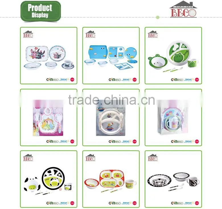 Carton style hot selling durable plastic kid dinner set