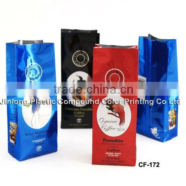 red coffee packaging bag with valve