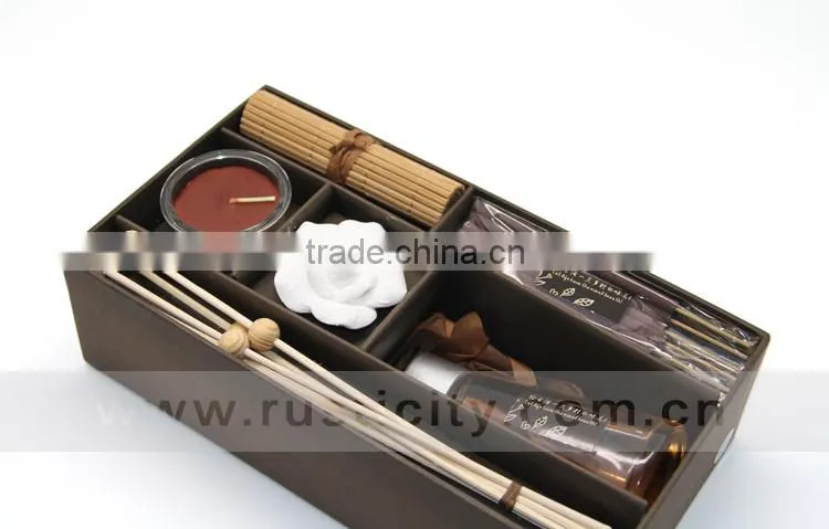 Customized glass bottle with essential oil reed diffuser with incense stick