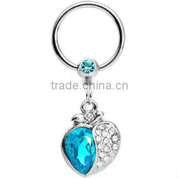 Aqua Gem Fairy Dangle Captive Ring Body Jewelry BCR
