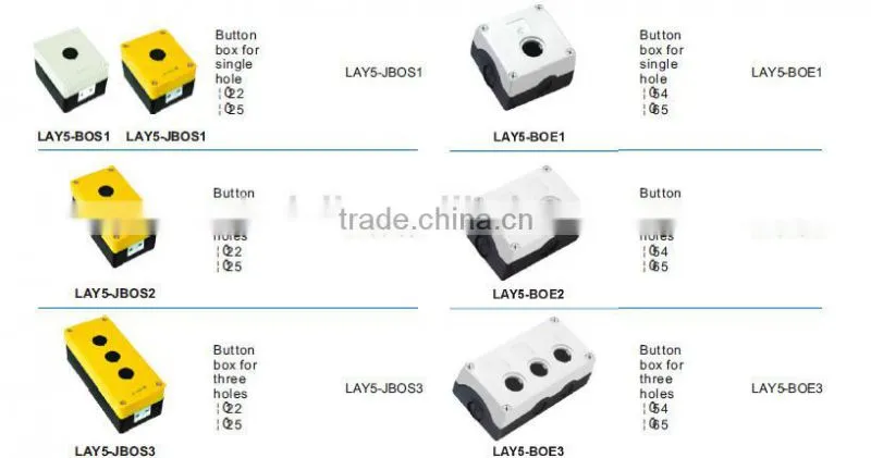 high quality single hole push button control box switch parts IP54 LAY5-BOE1