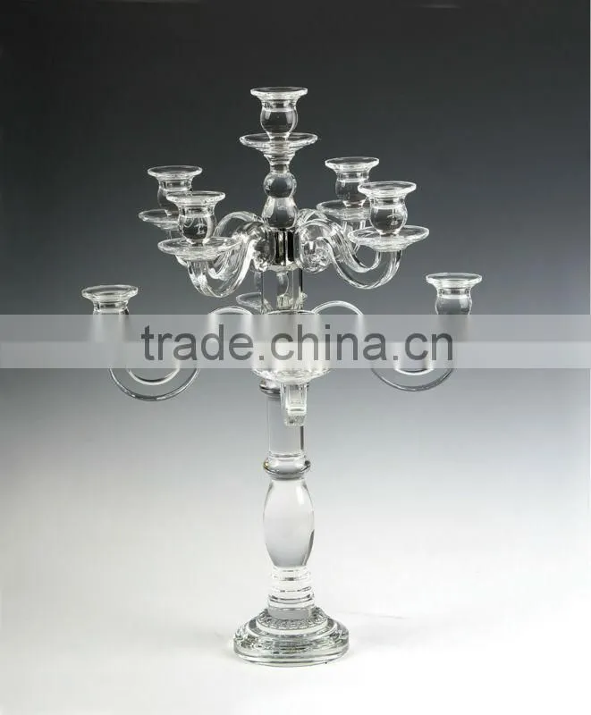 Gorgeous Crystal Doule Pillar Tall Glass Candle Holders / Crystal Candlesticks for wedding