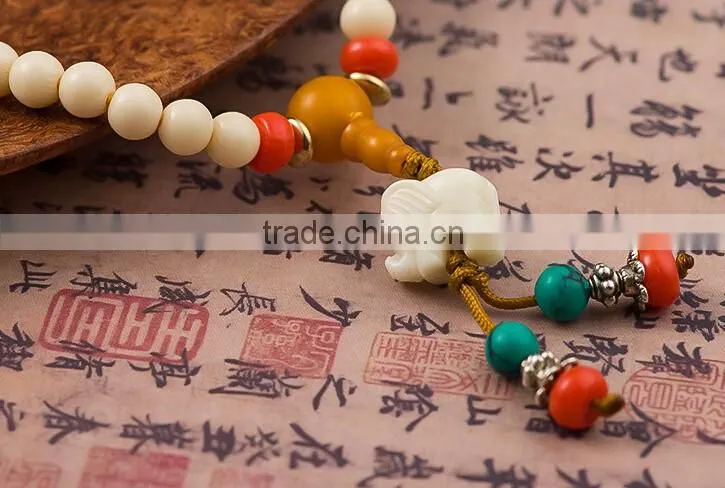 6mmx108Beads Women's Men's Artificial Hippopotamus Tooth Round Beads Bracelet