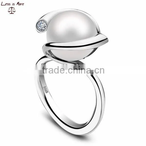 925 silver pearl jewelry ring rhodim plated