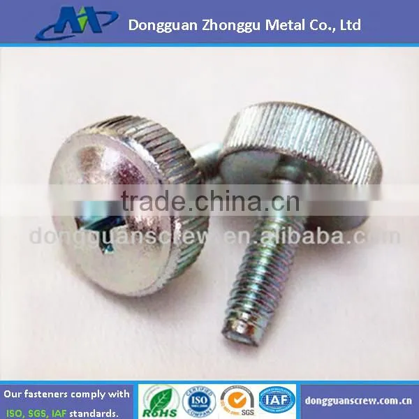 m4 Stainless Steel Slot Drive Knurled Thumb Screw, Straight Knurling Captive screws