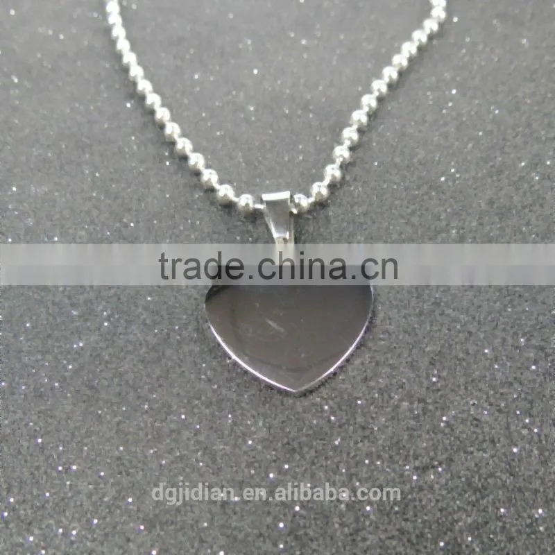 Mens Stainless Steel Heart Shaped Dog Tag Necklace Pendant Blank, Laser Engrave Logo Customize