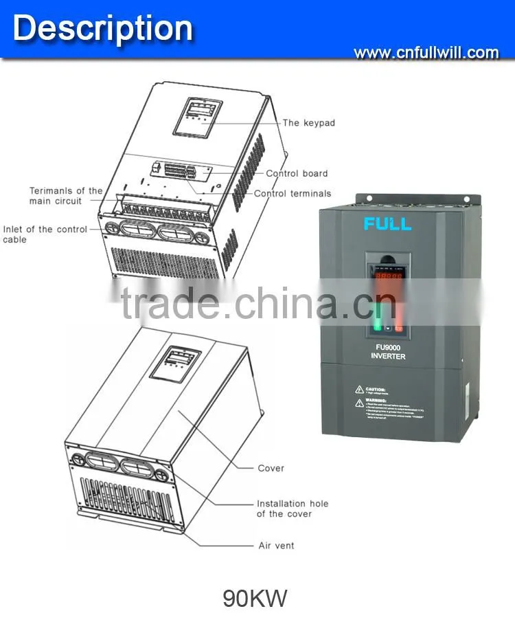 Vector type general type mini type best price frequency inverter 90kw