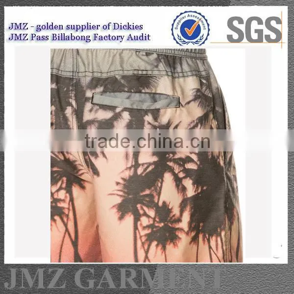 JMZ custom OEM wholesale boardshorts swimwears with sublimation palm tree printing own design low moq China Alibaba