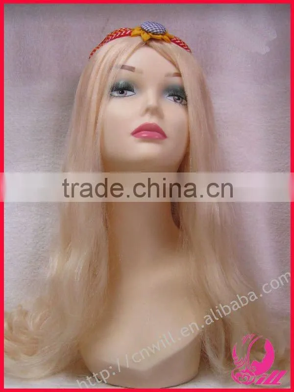Long Gold Hair Wigs High Temperature Fiber, Can Wash,Curl,Iron