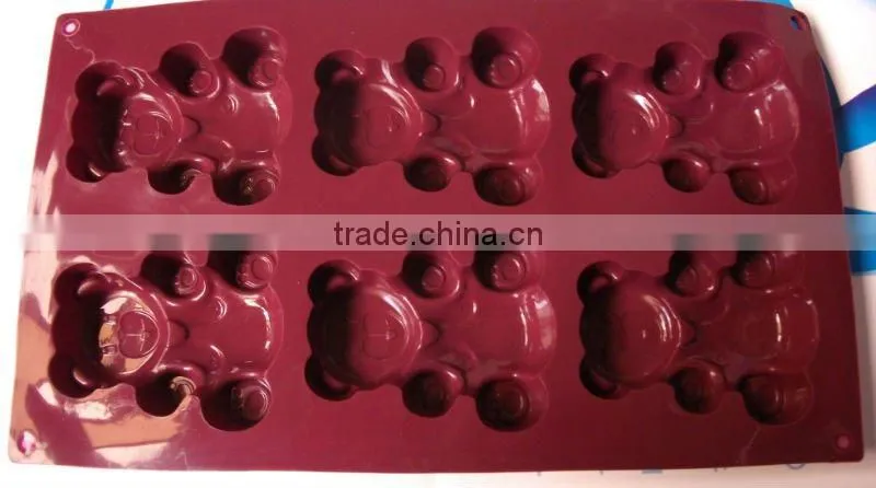 6 cups silicone bear shaped mold