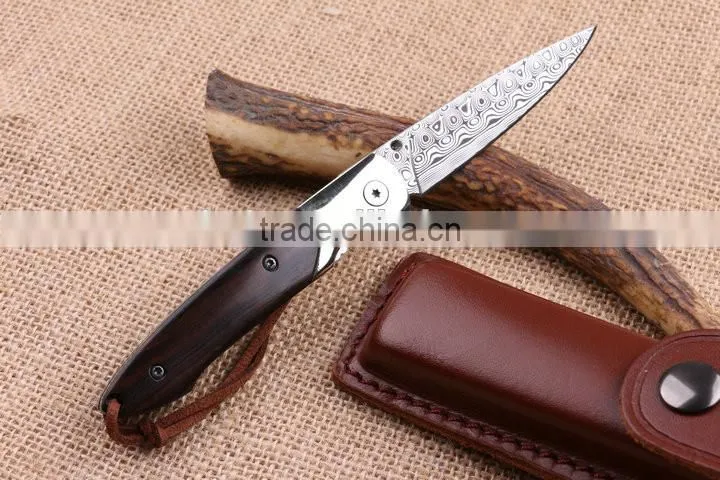 OEM Hunting Knife Application Custom made Damascus folding knife