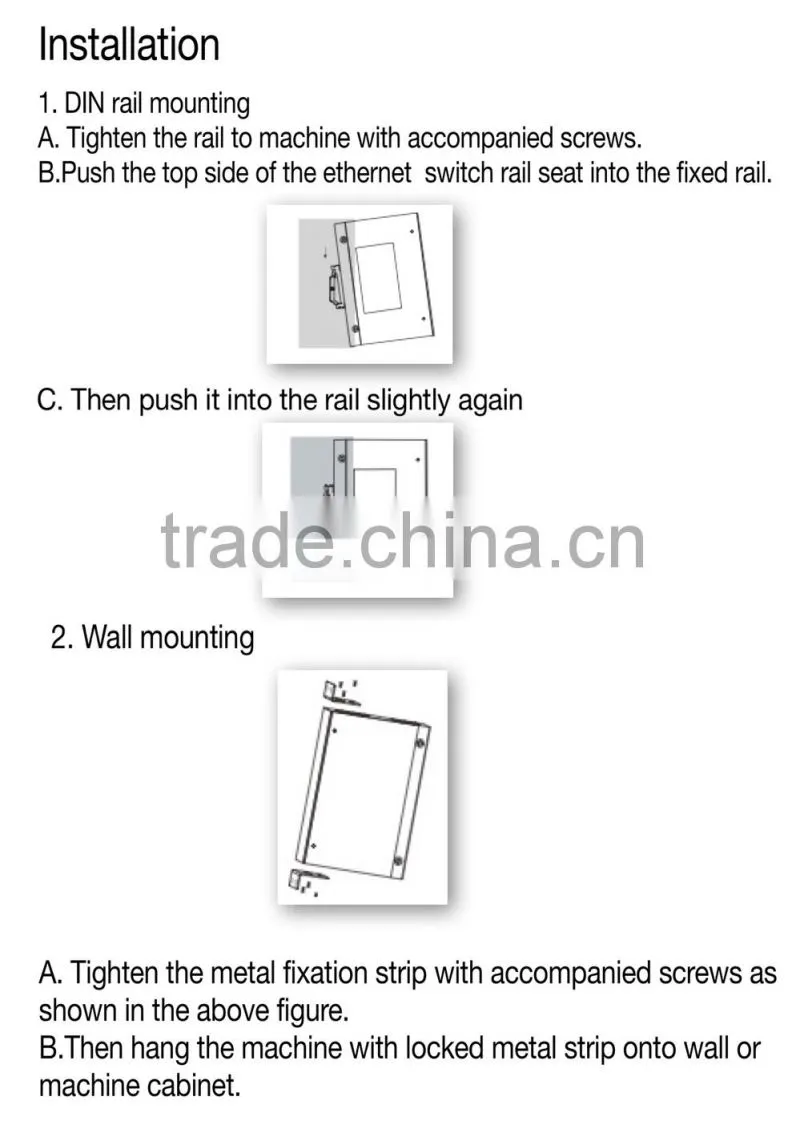 din-rail 10/100Base unmanaged industrial 6 ports and 2 Fiber ports Ethernet Switch