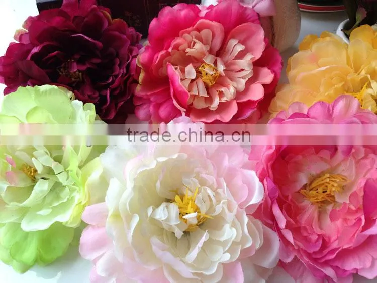 Silk Fabric Artificial Peony Flower Silk Flower Head