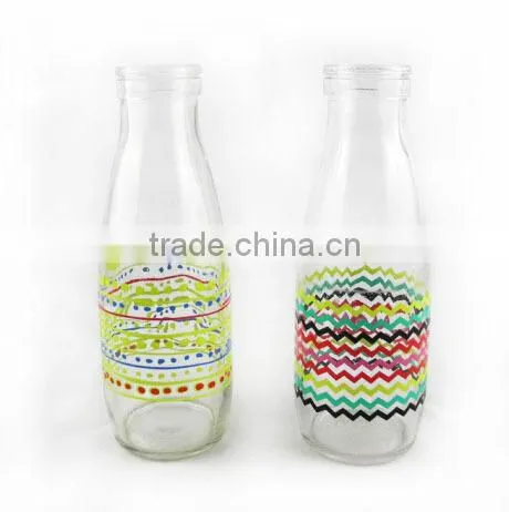 500ml glass milk bottle with straw