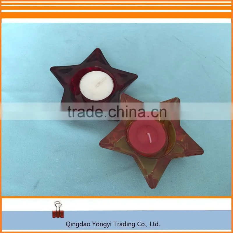 Star Shaped Glass Material With Tealight Candle/Paraffin Wax Candle For Home Decoration