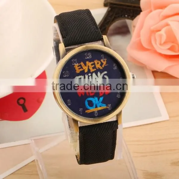 New Arrivals Mixed Color Everything Will Be Ok Watch Leather