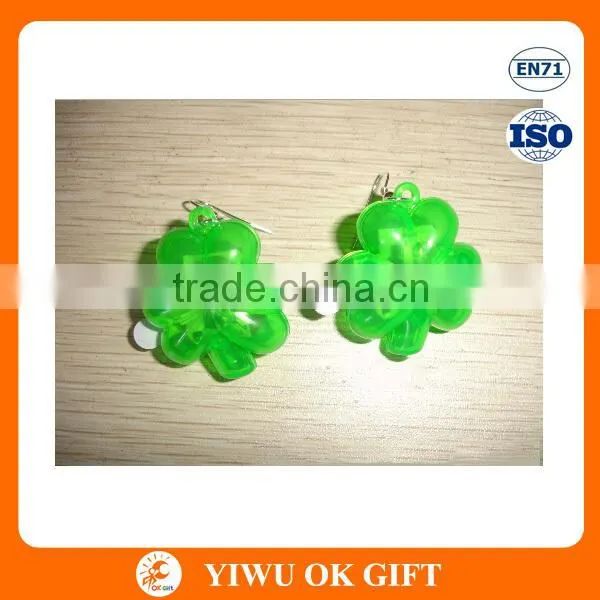 New desigh st' patrick day shamrock light up earrings for women