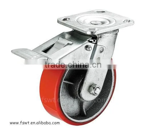 6 Inch Cast Iron Scaffolding Swivel Brake PU Caster Wheel