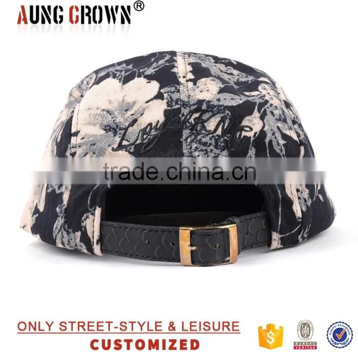 custom floral fashion 5 panel caps