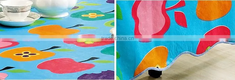 2016 fashion new style 100%polyester round jacquard durable pvc eco-friendly printed tablecloth