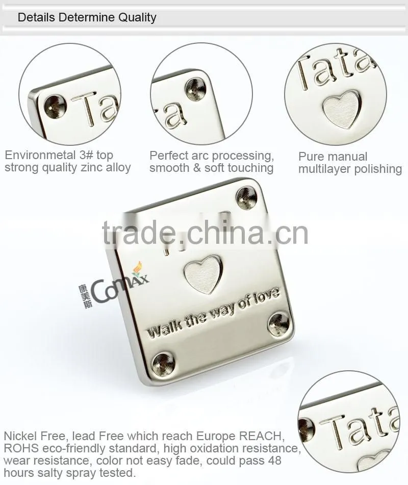 25mm metal engraved brand name shoe label