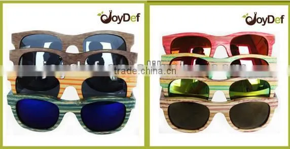 100% Natural New Style of Wooden Sunglasses Colorful handmade designer polarized cheap wooden