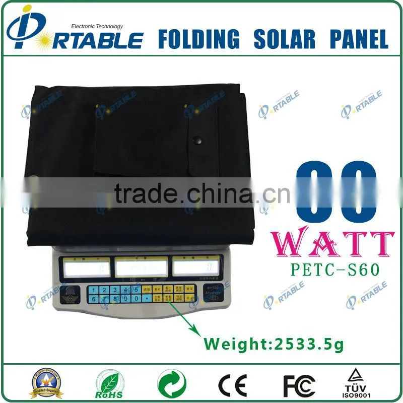 60W portable new energy solar recharger for travel/camping