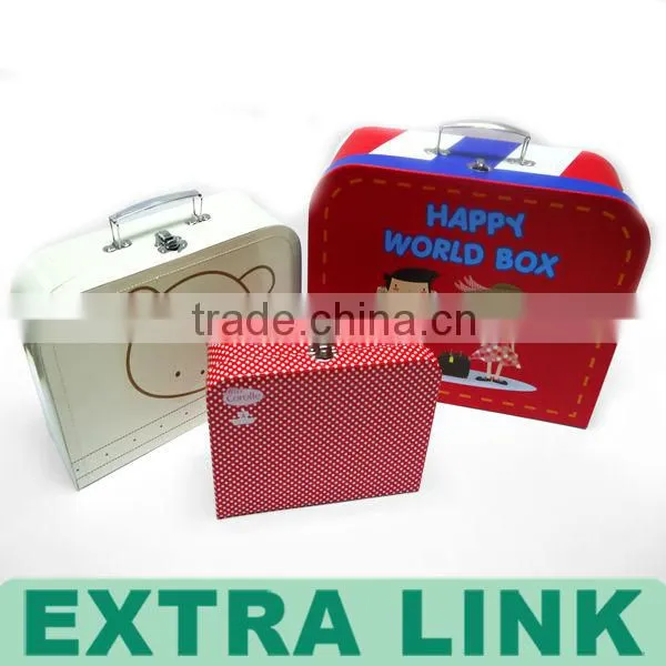 Custom Royal Metal Handle Cardboard Mini Suitcase Storage Box