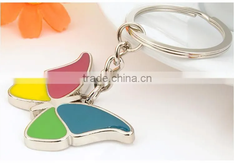 XL-WH51102 new arrival key chain alloy butterfly colored oil dropping alloy key chain