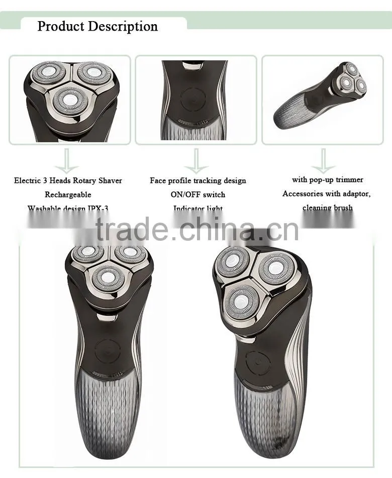 cheap price electric rechargeable AC shaver led light 3heads man home use shaver